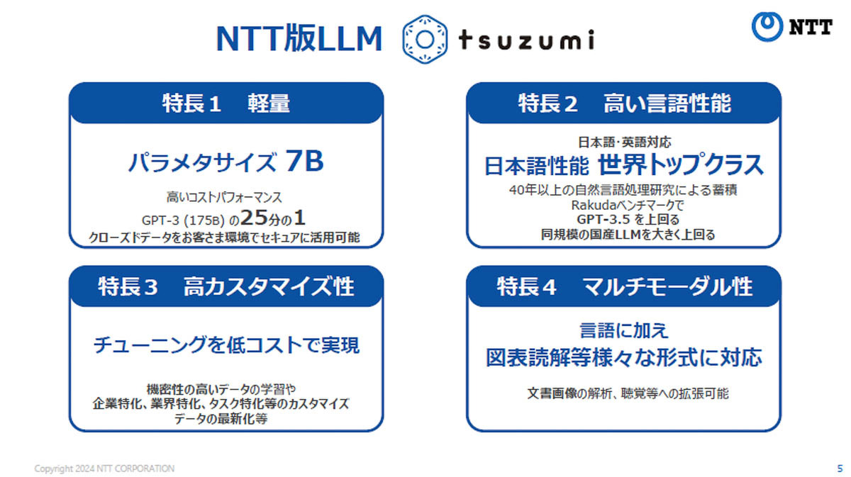 NTTの新LLM tsuzumi
