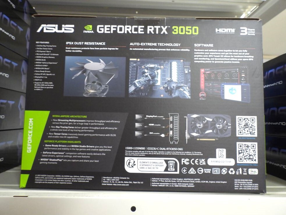 補助電源不要なGeForce RTX 3050がASUSから発売