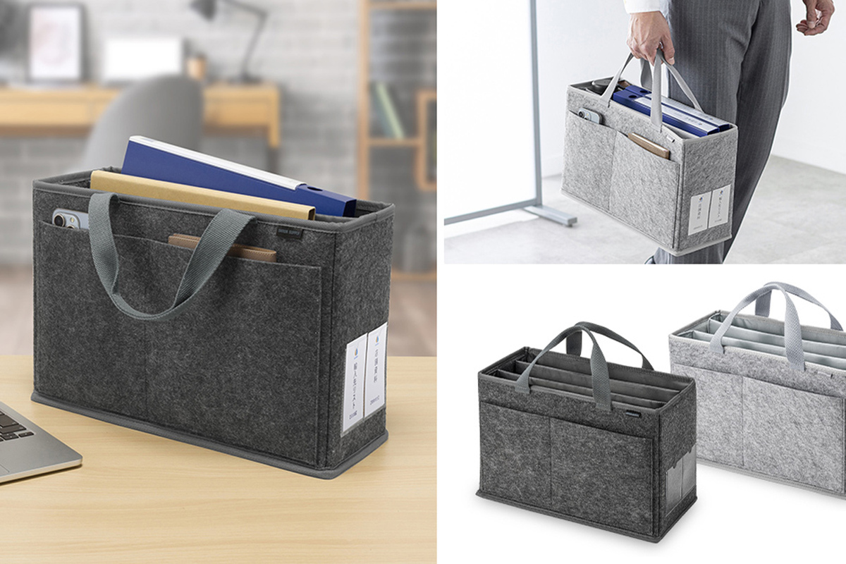 ASCII.jp：PCや書類をまとめて持ち運べるフェルトボックス型バッグ、サンワ