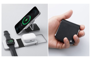 iPhone・Apple Watch・Air Podsなどを2台同時に充電できる、超軽量・折りたたみ式ワイヤレス充電スタンド