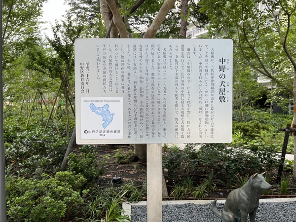 中野区の「犬屋敷跡」説明の看板