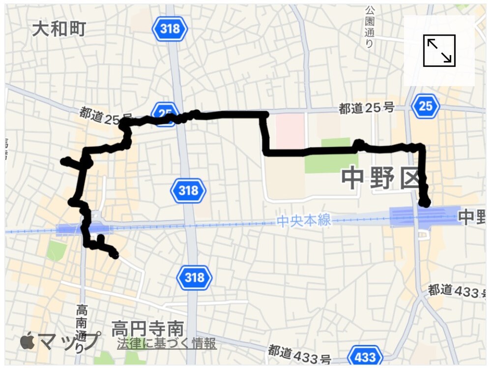中野駅から高円寺駅、気象神社までの散歩コース