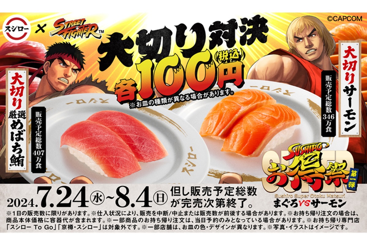 スシロー×ストリートファイター 寿司皿3枚セット ASCII.jp：100円大切りすし対決も！スシロー×ストリートファイターの