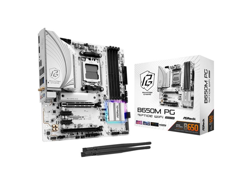 マザーボード B650M PG Riptide WiFi White + 7800x3D ASCII.jp：ASRock、AMD対応のホワイトボード「B650M PG Riptide WiFi