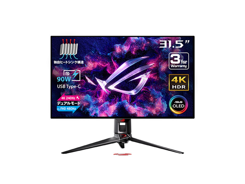 ASUS 32インチ 有機EL 4Kゲーミングモニター PG32UCDM ASUS、32型4K有機ELゲーミングモニター「ROG Swift OLED