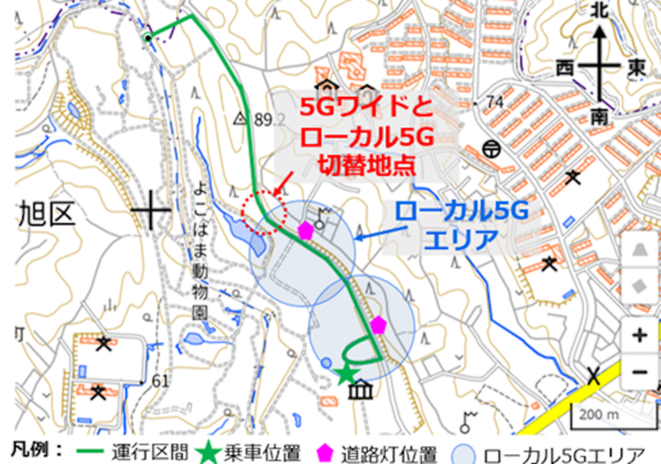 走行ルートと基地局等の概要