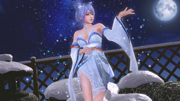 扇ぐと雪の結晶が舞う！『DOAXVV』に雪女風ハロウィンコーデが新登場