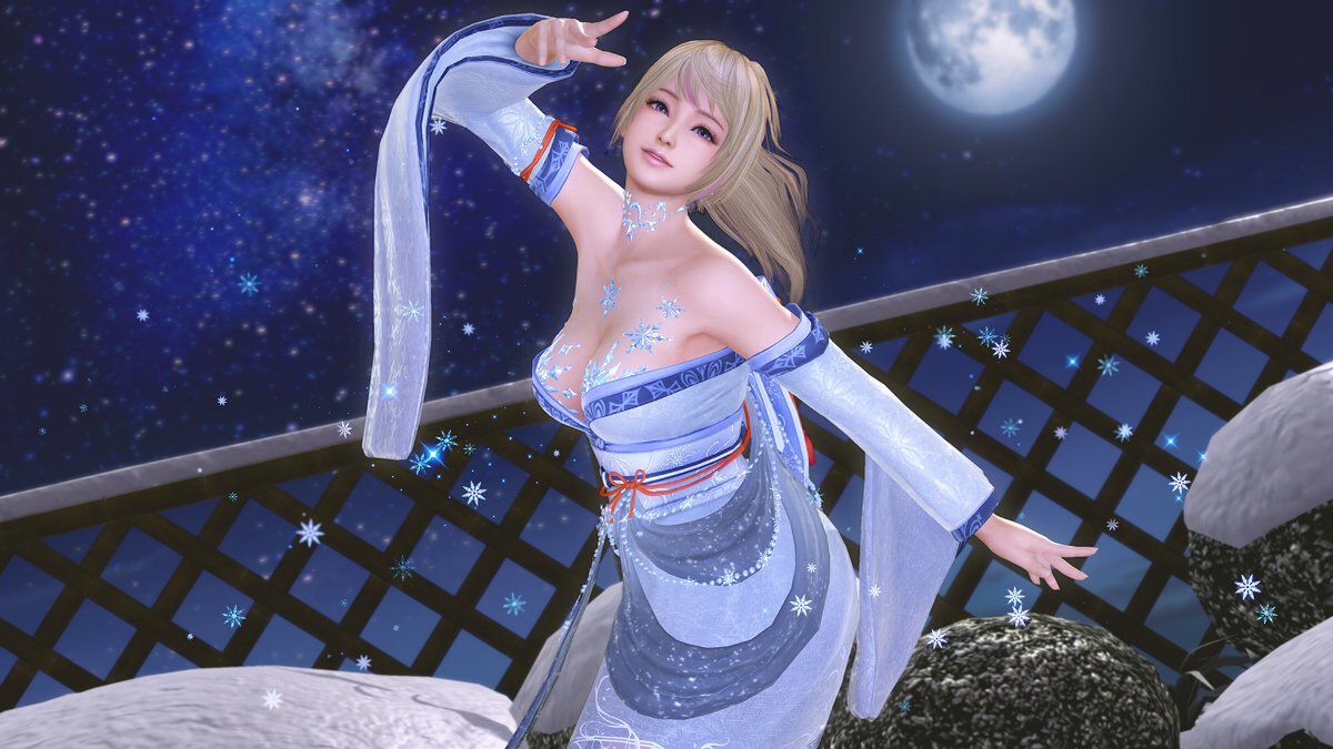 扇ぐと雪の結晶が舞う！『DOAXVV』に雪女風ハロウィンコーデが新登場