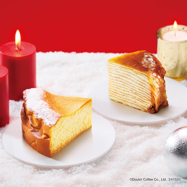 「クリスマスミルクレープ」と「クリスマスベイクドチーズケーキ」