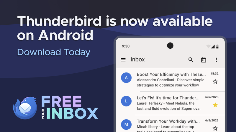 Android向け「Thunderbird」の正式版をリリースを知らせる画像