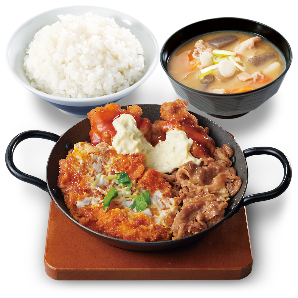 かつや「牛・豚・鶏のトリプルカツ定食」