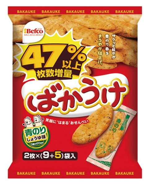ローソン「栗山米菓　ばかうけ　青のり　47%以上増量　28枚」