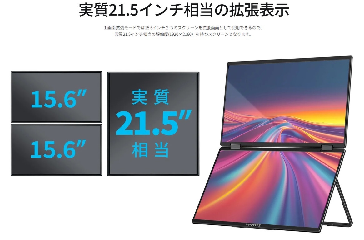 2画面モバイルディスプレー2台で夢の5画面環境！ ノートPCでも生産性爆上がり間違いなし