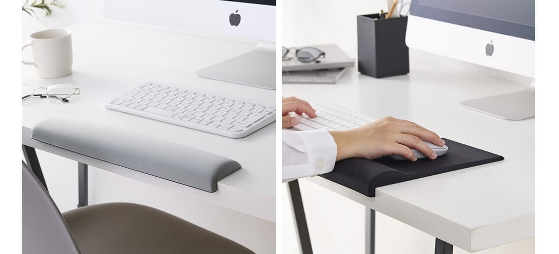 Qwertykeys Neo Ergo シルバー、リストレスト付き ASCII.jp：エレコム、デスク角に特化した逆L字型リストレスト「cortol