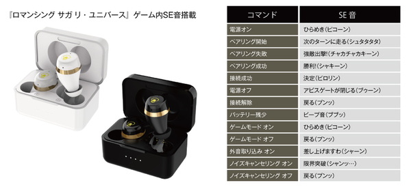 『ロマンシング サガ リ・ユニバース』ゲーム内SE音を搭載したワイヤレスイヤフォンを4月8日15時から受注販売！