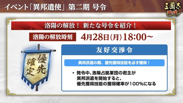『三國志 覇道』にて長期イベント「異邦遣使」第二期が開幕！4月のアップデート情報をお届け