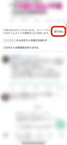 取り消しメニューの表示例