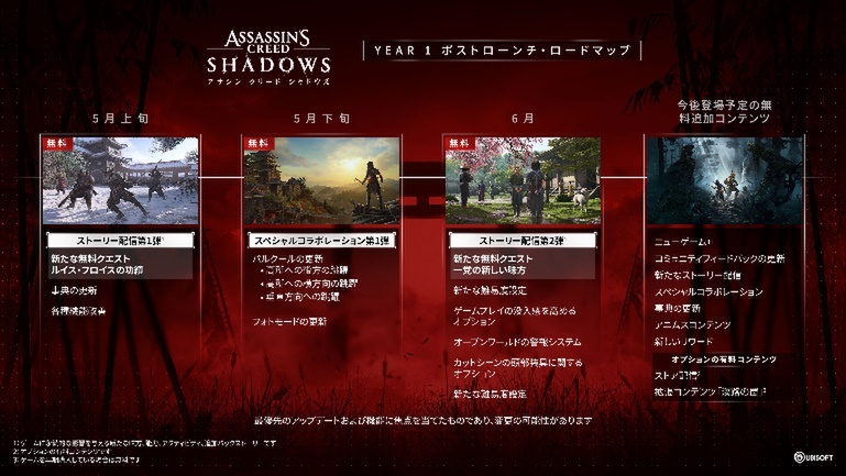 『アサシン クリード シャドウズ』Year 1発売後のロードマップを公開！