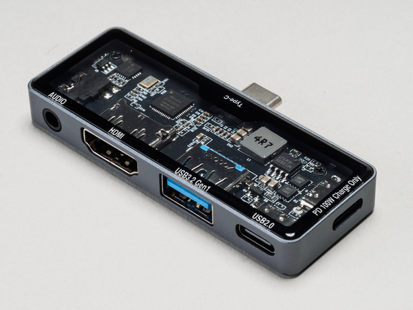 PD対応 Type-C スケルトン ドッキングステーション（3.5mm 4極付き）/グレー