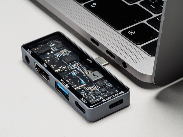 PD対応 Type-C スケルトン ドッキングステーション（3.5mm 4極付き）/グレー