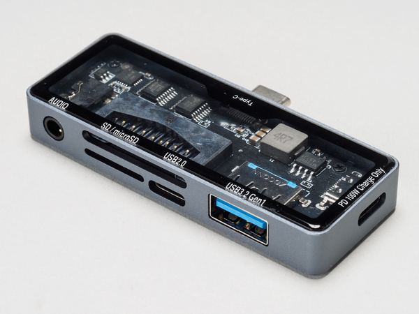 PD対応 Type-C スケルトン ドッキングステーション（3.5mm 4極付き）/グレー