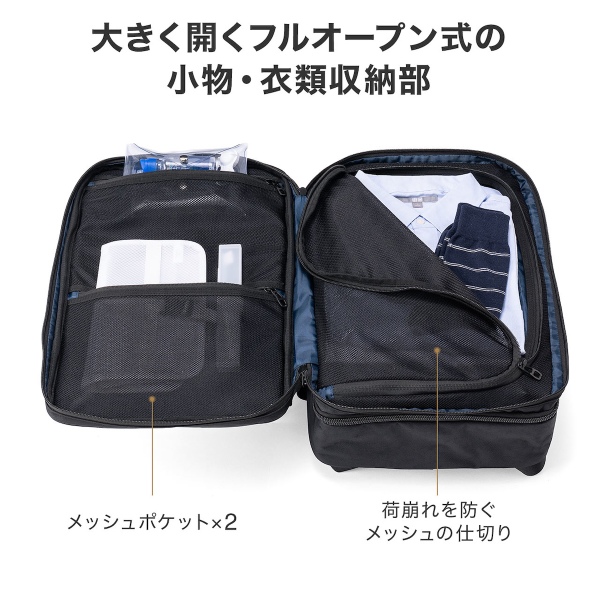 フルオープン式のメイン収納部