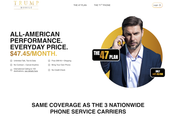 Trump Mobile公式サイトのトップページ