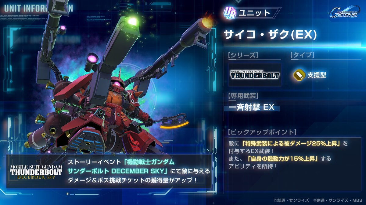 『ジージェネ エターナル』にてストーリーイベント「機動戦士ガンダム サンダーボルト DECEMBER SKY」を開催中！