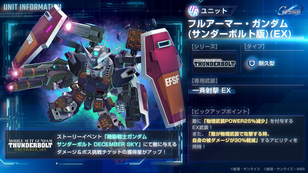 『ジージェネ エターナル』にてストーリーイベント「機動戦士ガンダム サンダーボルト DECEMBER SKY」を開催中！