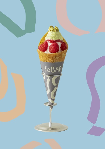 「SOBAP グランスタ東京店」の「ICE SOBAP ピスタチオ フランボワーズ&ストロベリー」