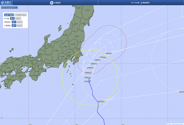台風9号の進路図