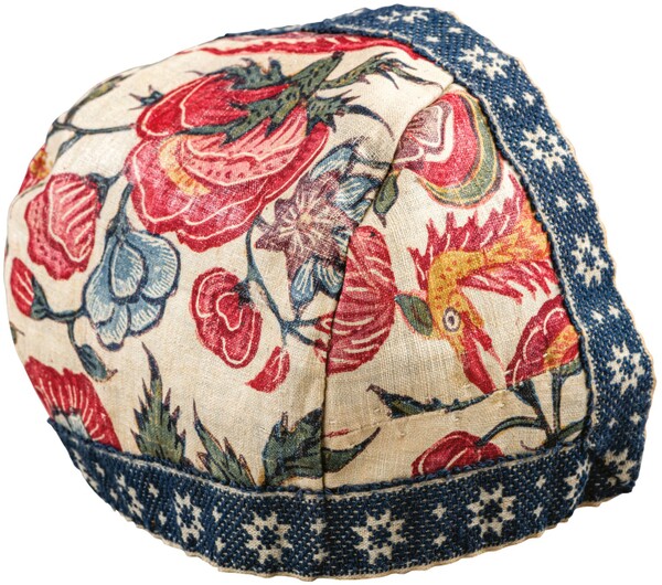 白地花文様更紗女児用帽子