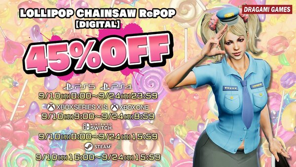 『ロリポップチェーンソーRePOP』にて新コスチューム「アメリカンポリス」を実装する無料アップデートを本日18時に配信!