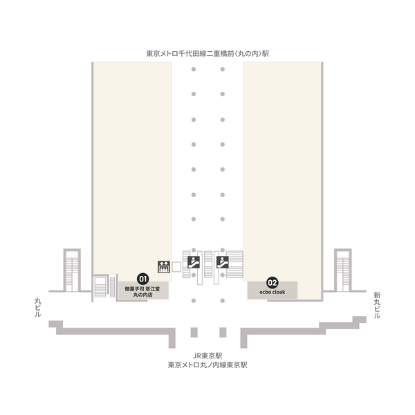 「ecbo cloak 丸の内店」の場所