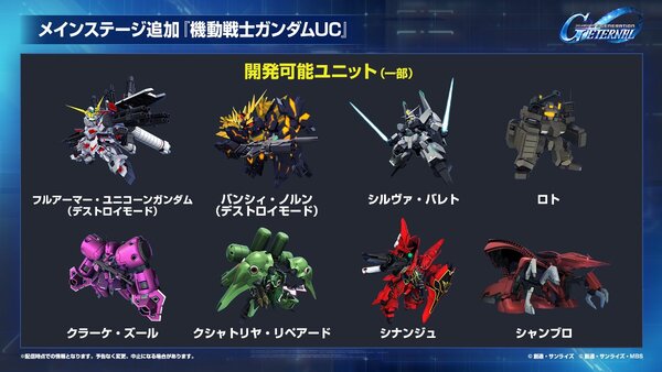 『ジージェネ エターナル』にメインステージ「機動戦士ガンダムUC[ユニコーン]」「機動武闘伝Gガンダム 後半」が追加！