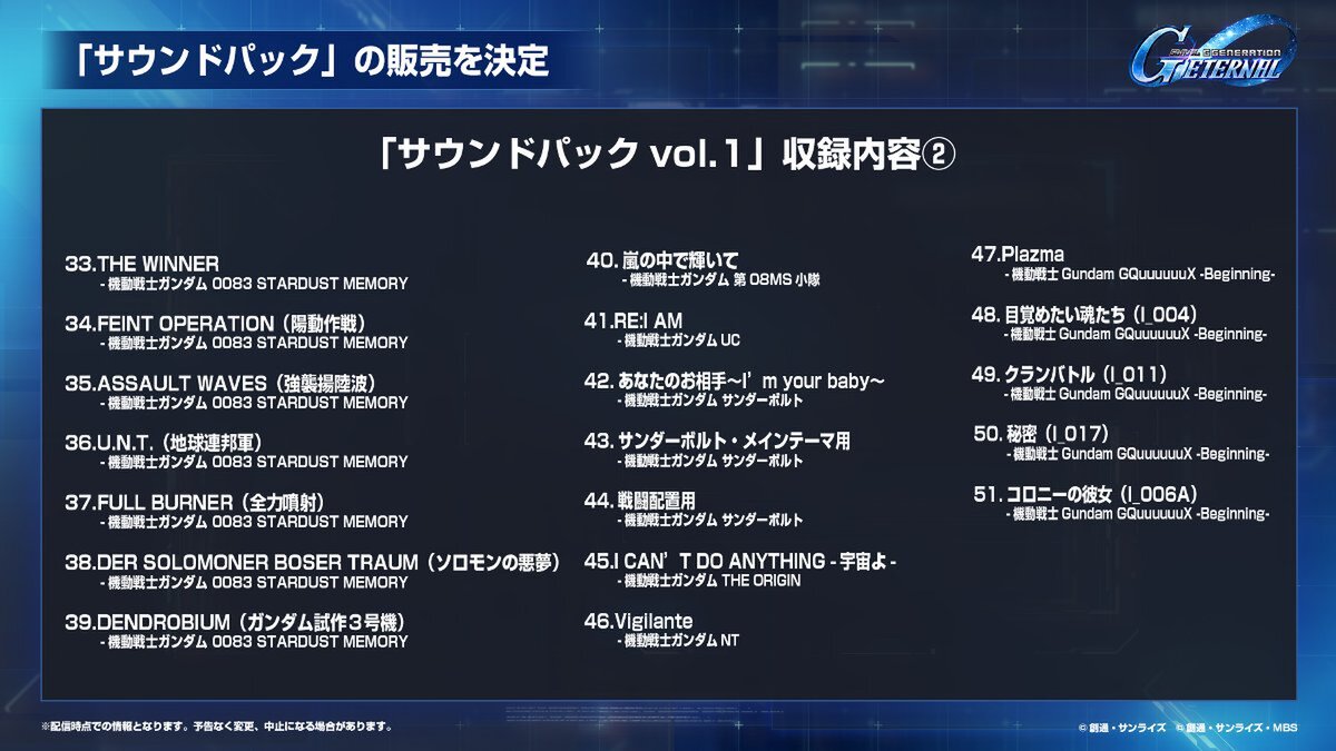 『ジージェネ エターナル』にメインステージ「機動戦士ガンダムUC[ユニコーン]」「機動武闘伝Gガンダム 後半」が追加！