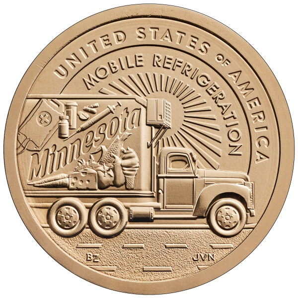 冷蔵車の記念硬貨のデザイン