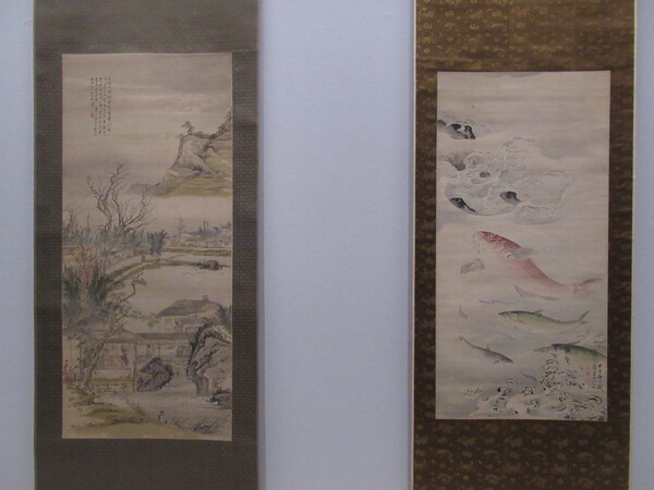 月下鳴機図、游魚図