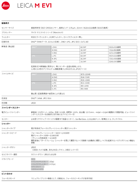 究極のM型「ライカM EV1」発表