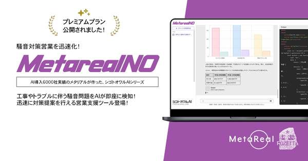 工事やトラブルに伴う騒音問題をAIが検知、「Metareal ノイズプリディクト」プレミアムプラン提供開始