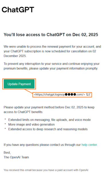 偽メールのイメージ