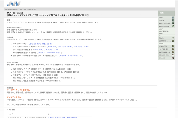 JVNの脆弱性情報