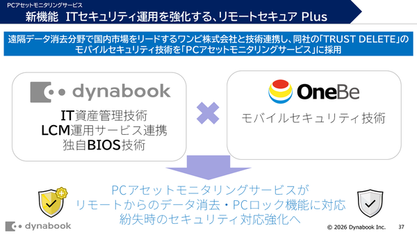 DynabookがAI PCの26年モデルを発表