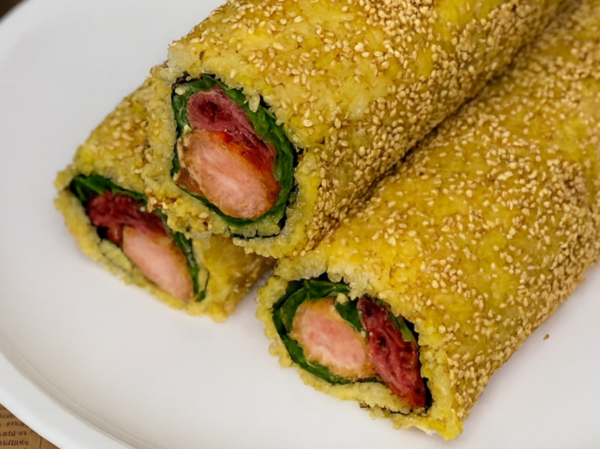 「Mr.Chicken鶏飯店」の「具材たっぷり贅沢海老カツビーフロール」