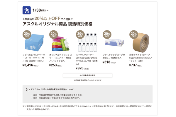 セール対象商品の一例