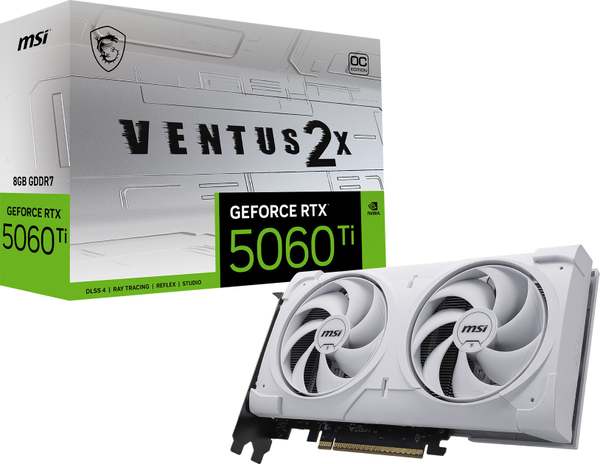 MSI「RTX 5060 Ti VENTUS 2X OC WHITE PLUS」 白基調デザイン