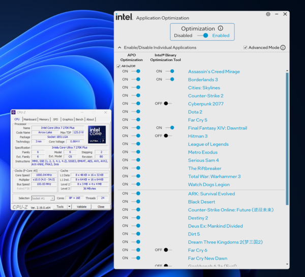 Core Ultra 7 270K Plus、Core Ultra 5 250K Plus