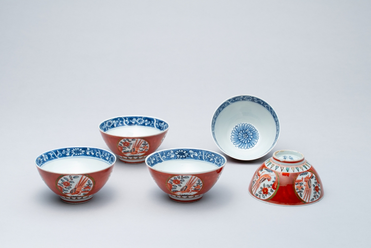 赤絵雉牡丹文向付