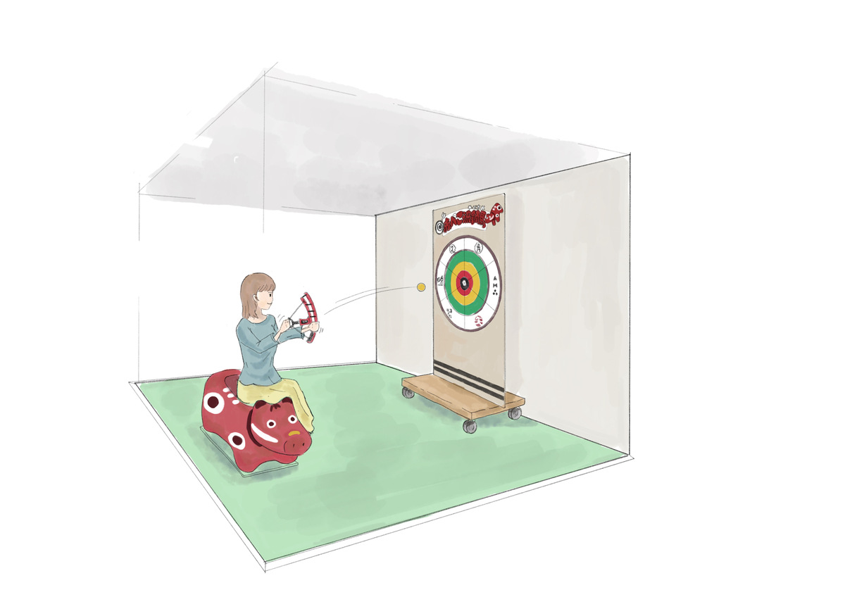 「ほろ酔い、福島」赤べこ流鏑馬（的当て）イメージ