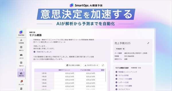 業務改革AIプラットフォーム「SmartOps」、「AI需要予測」提供開始　売上・在庫・発注データなどもとにAIが意思決定を支援